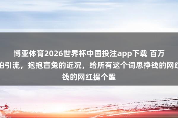 博亚体育2026世界杯中国投注app下载 百万网红摆拍引流，抱抱盲兔的近况，给所有这个词思挣钱的网红提个醒