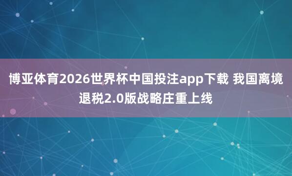 博亚体育2026世界杯中国投注app下载 我国离境退税2.0版战略庄重上线