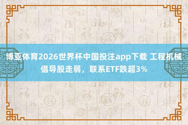 博亚体育2026世界杯中国投注app下载 工程机械倡导股走弱，联系ETF跌超3%