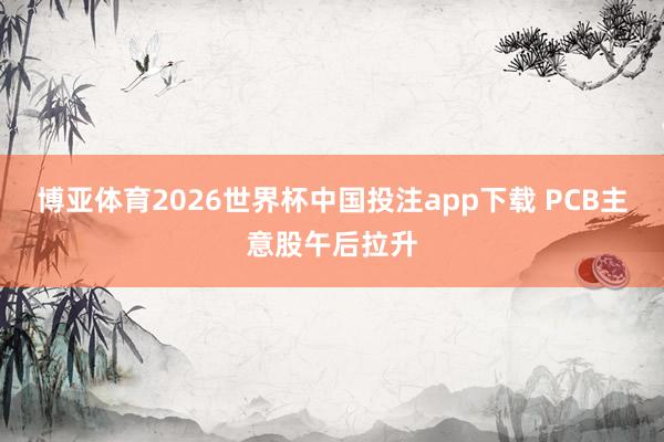 博亚体育2026世界杯中国投注app下载 PCB主意股午后拉升