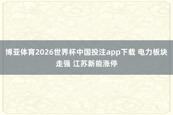 博亚体育2026世界杯中国投注app下载 电力板块走强 江苏新能涨停