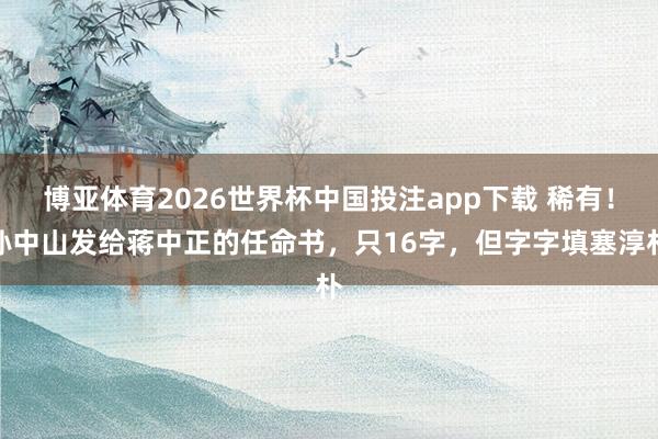 博亚体育2026世界杯中国投注app下载 稀有！孙中山发给蒋中正的任命书，只16字，但字字填塞淳朴