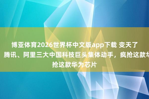 博亚体育2026世界杯中文版app下载 变天了!字节、腾讯、阿里三大中国科技巨头集体动手,疯抢这款华为芯片