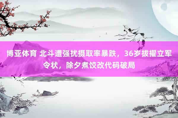 博亚体育 北斗遭强扰摄取率暴跌，36岁拔擢立军令状，除夕煮饺改代码破局