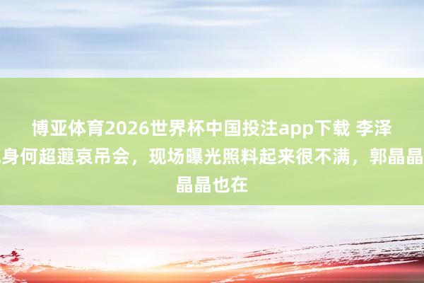 博亚体育2026世界杯中国投注app下载 李泽楷现身何超蕸哀吊会，现场曝光照料起来很不满，郭晶晶也在