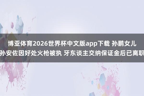 博亚体育2026世界杯中文版app下载 孙鹏女儿孙安佐因好处火枪被执 牙东谈主交纳保证金后已离职