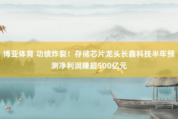 博亚体育 功绩炸裂！存储芯片龙头长鑫科技半年预测净利润赚超500亿元