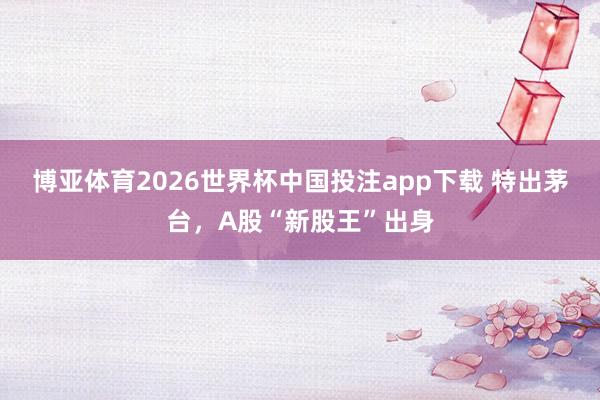 博亚体育2026世界杯中国投注app下载 特出茅台，A股“新股王”出身