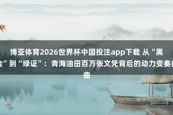 博亚体育2026世界杯中国投注app下载 从“黑金”到“绿证”：青海油田百万张文凭背后的动力变奏曲
