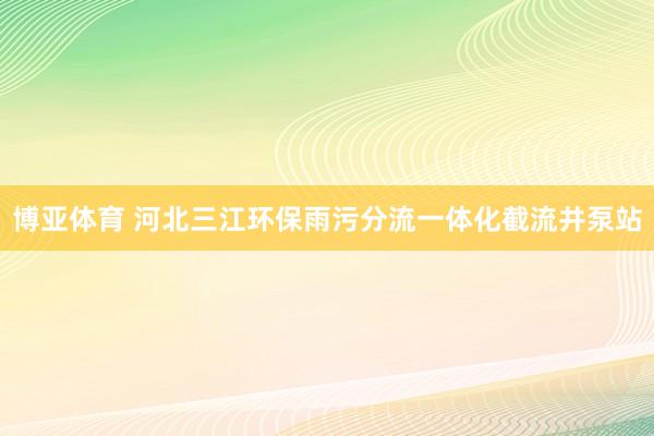 博亚体育 河北三江环保雨污分流一体化截流井泵站