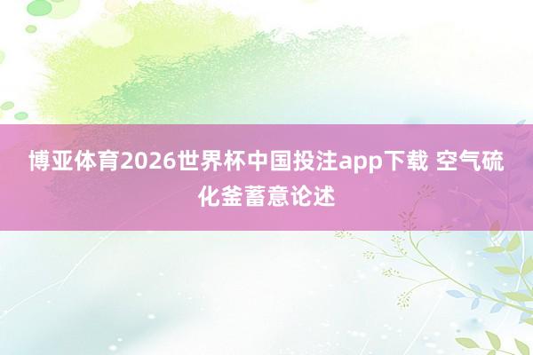 博亚体育2026世界杯中国投注app下载 空气硫化釜蓄意论述