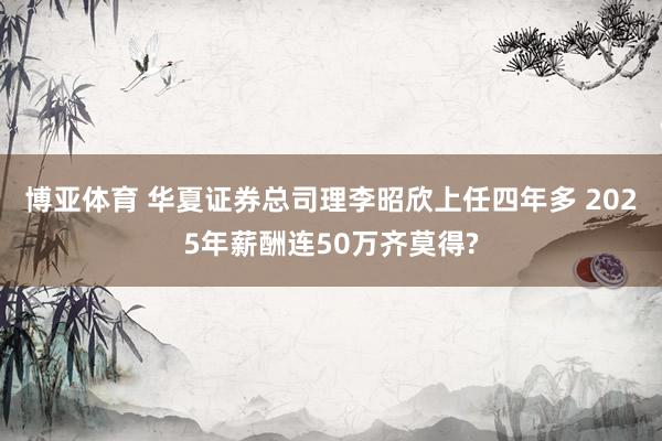 博亚体育 华夏证券总司理李昭欣上任四年多 2025年薪酬连50万齐莫得?