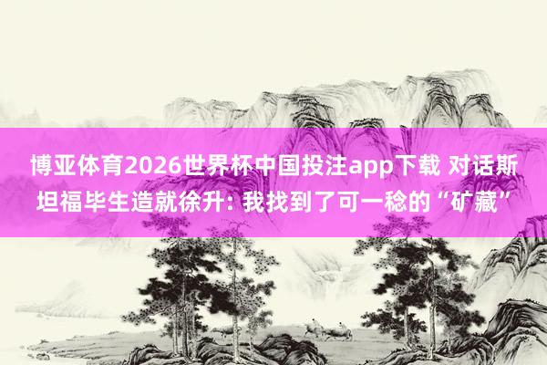 博亚体育2026世界杯中国投注app下载 对话斯坦福毕生造就徐升: 我找到了可一稔的“矿藏”
