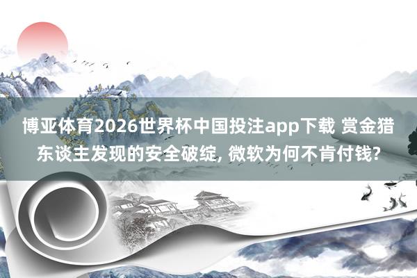 博亚体育2026世界杯中国投注app下载 赏金猎东谈主发现的安全破绽， 微软为何不肯付钱?