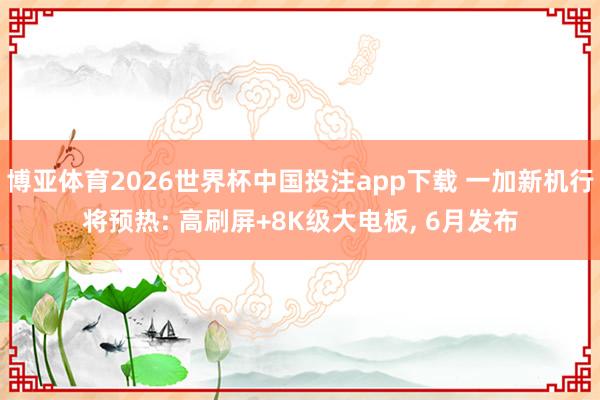 博亚体育2026世界杯中国投注app下载 一加新机行将预热: 高刷屏+8K级大电板， 6月发布