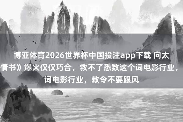 博亚体育2026世界杯中国投注app下载 向太说《给阿嬷的情书》爆火仅仅巧合,救不了悉数这个词电影行业,敕令不要跟风