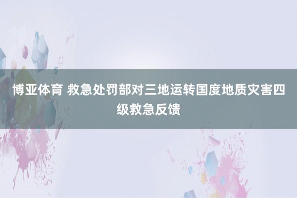 博亚体育 救急处罚部对三地运转国度地质灾害四级救急反馈