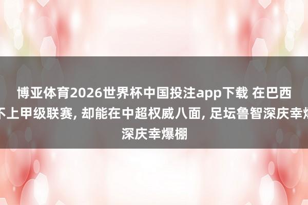 博亚体育2026世界杯中国投注app下载 在巴西踢不上甲级联赛， 却能在中超权威八面， 足坛鲁智深庆幸爆棚