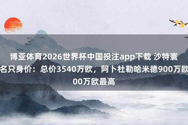 博亚体育2026世界杯中国投注app下载 沙特寰宇杯名只身价：总价3540万欧，阿卜杜勒哈米德900万欧最高