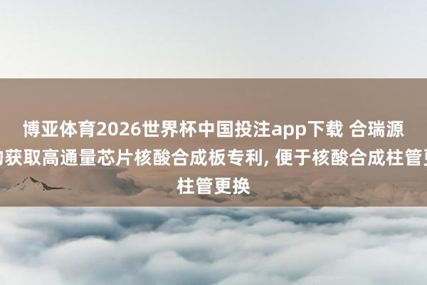 博亚体育2026世界杯中国投注app下载 合瑞源生物获取高通量芯片核酸合成板专利， 便于核酸合成柱管更换