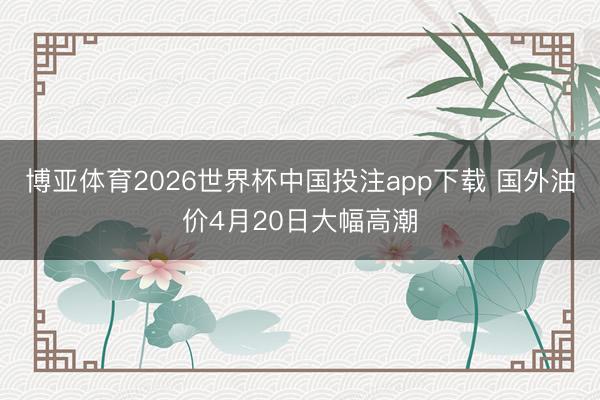 博亚体育2026世界杯中国投注app下载 国外油价4月20日大幅高潮