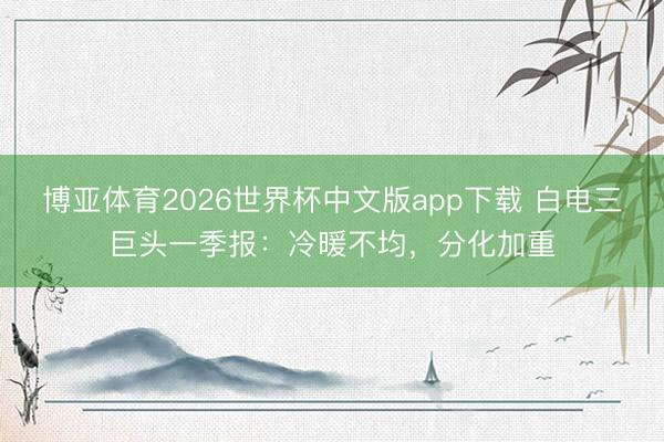 博亚体育2026世界杯中文版app下载 白电三巨头一季报：冷暖不均，分化加重